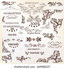 Calligraphic vector vintage design elements, decorations and swirls