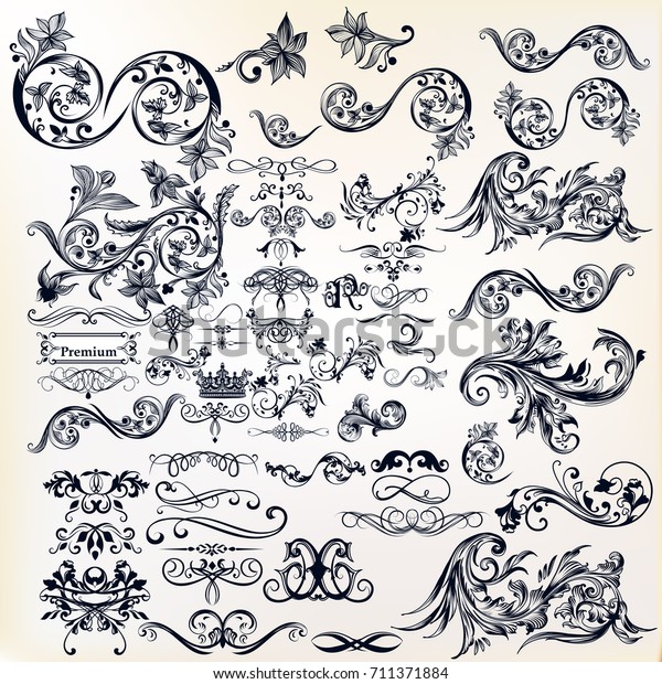 Calligraphic vector vintage design elements\
and page\
decorations