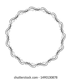 Calligraphic vector wedding frame wreath with place for text. Isolated flourish vintage element for design. Perfect for seasonal holidays, Thanksgiving Day, Valentines Day, greeting card