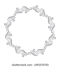 Calligraphic vector wedding frame wreath with place for text. Isolated flourish vintage element for design. Perfect for seasonal holidays, Thanksgiving Day, Valentines Day, greeting card