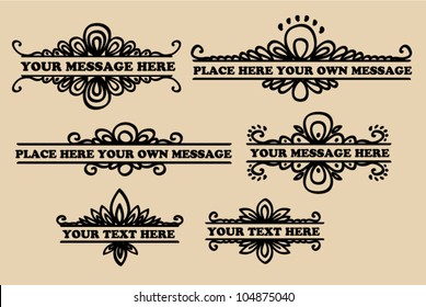 Calligraphic vignette design elements, vector