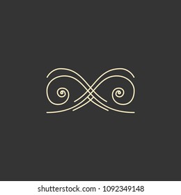 Calligraphic vignette element. Scroll, Filigree design element. Page decoration, Book decor, Wedding invitation, Greeting card, Certificate. Vector illustration.