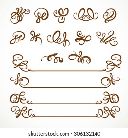 Calligraphic vintage elements for design on a white background