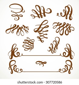 Calligraphic vintage elements set 1 isolated on a white background