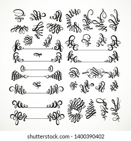 Calligraphic vintage elements very big set isolated on a white background