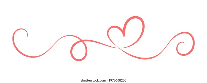calligraphic vintage love symbol for the design of postcards, banners, wedding greetings and declarations of love. Flat Style
