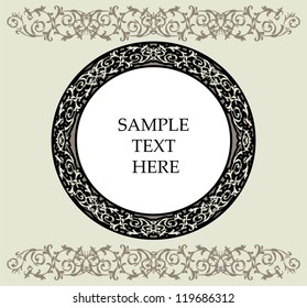 Calligraphic vintage round frame for design