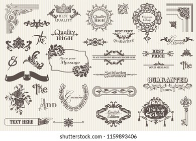 Calligraphic vintage vector design elements and page decorations