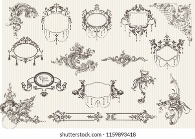 Calligraphic vintage vector design elements and page decorations