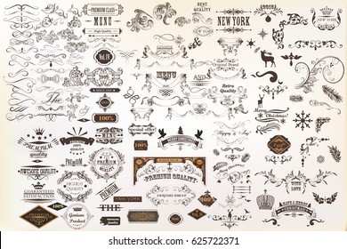 Calligraphic vintage vector design elements and page decorations. Huge set - Shutterstock ID 625722371