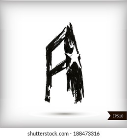 Calligraphic watercolor letter A. Vector illustration