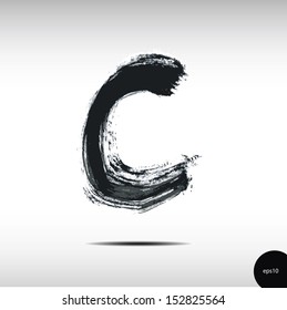 Calligraphic watercolor letter C