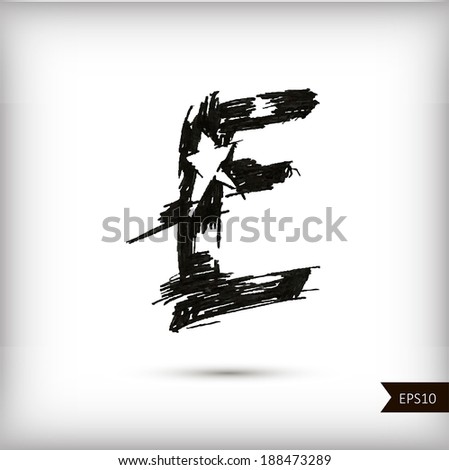 Calligraphic watercolor letter E. Vector illustration