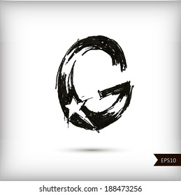 Calligraphic watercolor letter G. Vector illustration