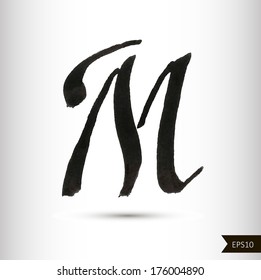 Calligraphic watercolor letter M