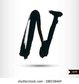 Calligraphic watercolor letter N