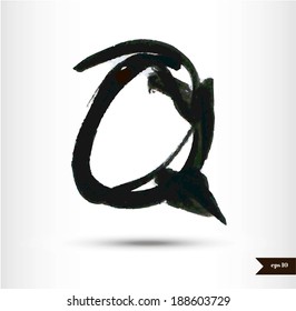 Calligraphic watercolor letter Q