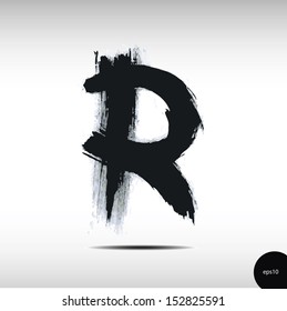 Calligraphic watercolor letter R