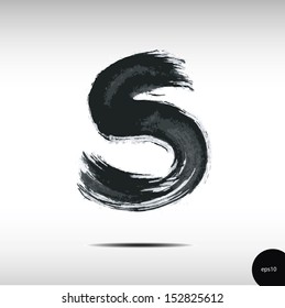 Calligraphic watercolor letter S