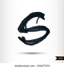 Calligraphic watercolor letter S