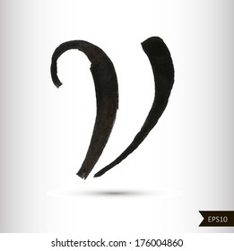 Calligraphic watercolor letter V