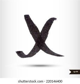 Calligraphic watercolor letter X