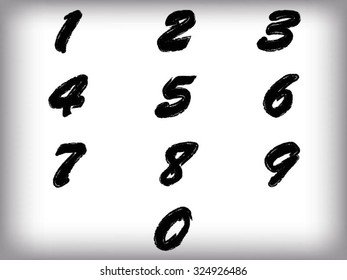 Calligraphic watercolor numbers