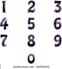 Calligraphic watercolor numbers