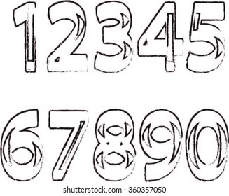 Calligraphic watercolor numbers
