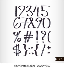 Calligraphic watercolor numbers and objects for your design