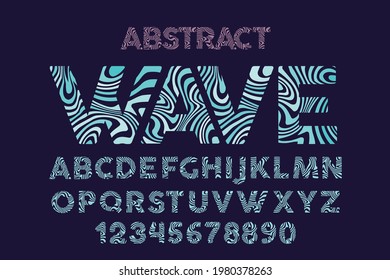Calligraphic wavy alphabet. font style Design elements can be used for invitation, congratulation. Digital illustration