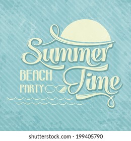 Calligraphic  Writing "Summer time - beach party", vector illustration