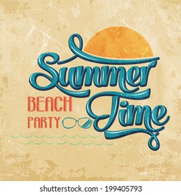 Calligraphic  Writing "Summer time - beach party", vector illustration