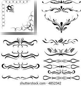 Calligraphical figures created for registration of pages, books, diplomas.