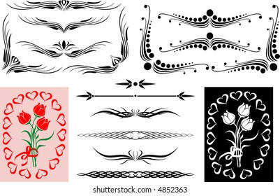 Calligraphical figures created for registration of pages, books, diplomas.