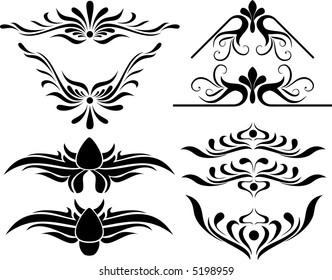 Calligraphical figures created for registration of pages, books, diplomas.