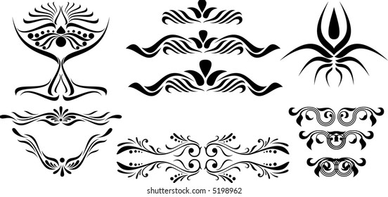 Calligraphical figures created for registration of pages, books, diplomas