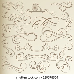 Calligraphical Vintage Curlicues, Dividers and Vignettes