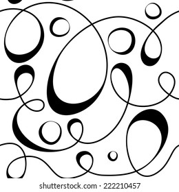 calligraphil abstarktly seamless background from curves, pattern. Vector illustration