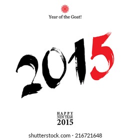 Calligraphy 2015 Happy New Year sign isolated on white pattern background. Vector illustration.
