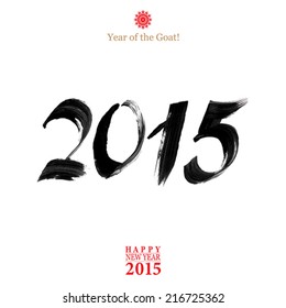 Calligraphy 2015 Happy New Year sign isolated on white background. Vector illustration.