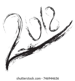 Calligraphy for 2018 New Year of the Dog. Lettering written by hand. Grunge vintage inscription. Vector element for your creativity