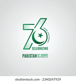 calligraphy 76 year independence of Pakistan. vector.