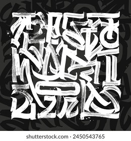 Calligraphy abstract graffiti lettering, grunge design composition, print design