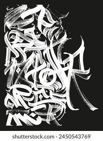 Letras abstractas del graffiti de la caligrafía, composición del diseño del grunge, diseño de impresión