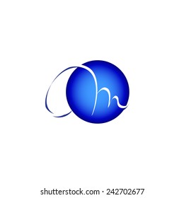 Calligraphy abstract letter M with circle