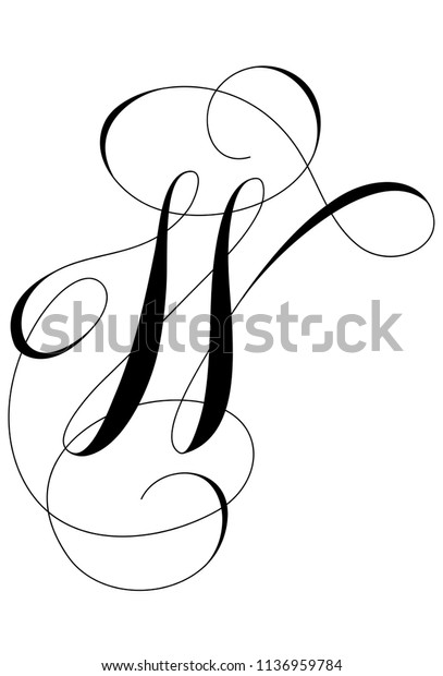 Calligraphy Alphabet Letter W Stock Vector (Royalty Free) 1136959784