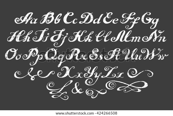 Immagine Vettoriale Stock A Tema Calligrafia Alfabeto Tipografico Alfabeto Disegnato A Royalty Free