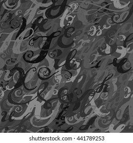 Calligraphy alphabet typeset lettering. Seamless wallpaper pattern.  Hand drawn alphabet. Capital and lower-case letters. Hand drawn sketch of ABC letters in old fashion vintage style. 