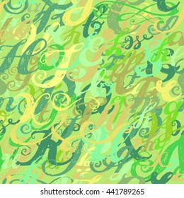 Calligraphy alphabet typeset lettering. Seamless wallpaper pattern.  Hand drawn alphabet. Capital and lower-case letters. Hand drawn sketch of ABC letters in old fashion vintage style. 